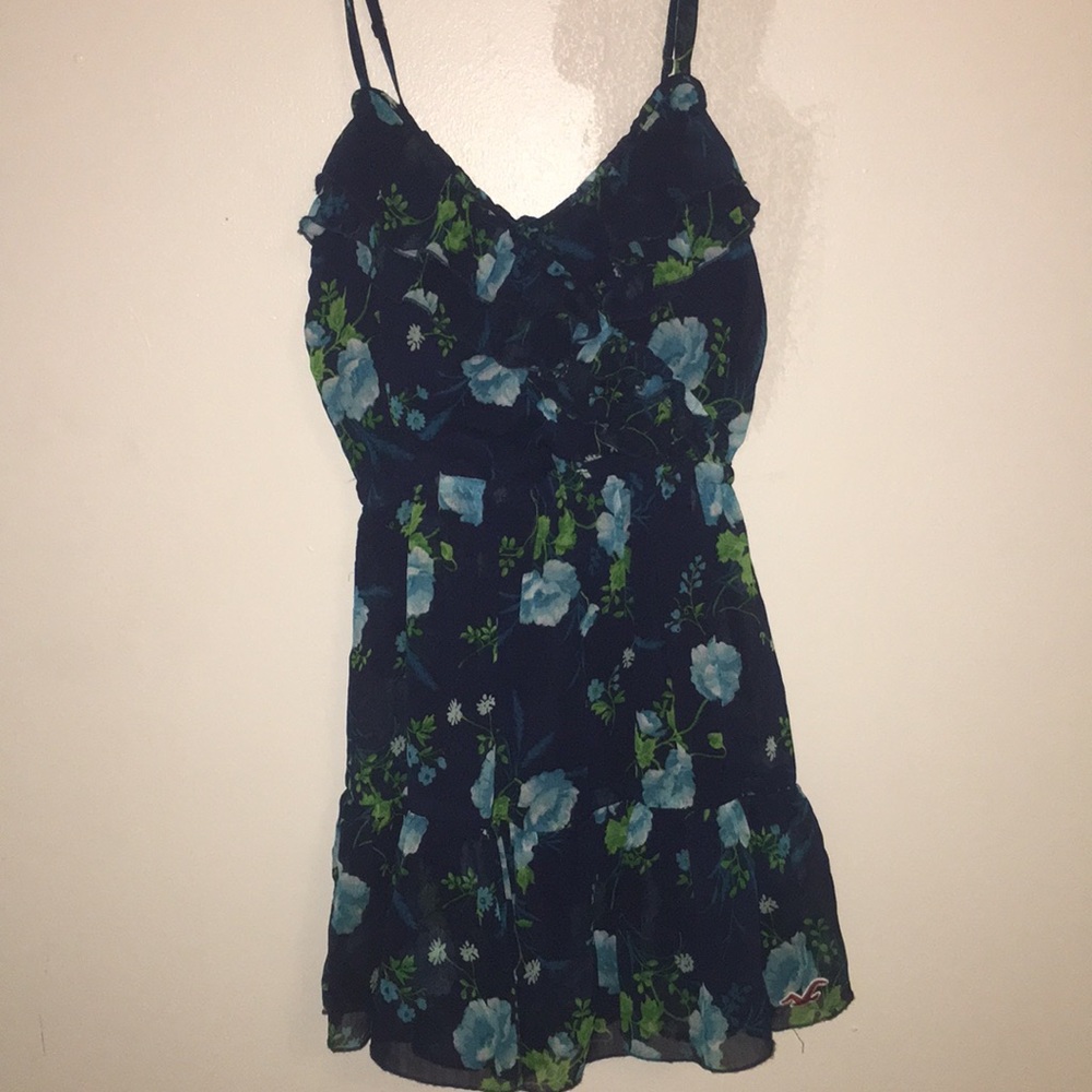 Blue ruffled lace style dress